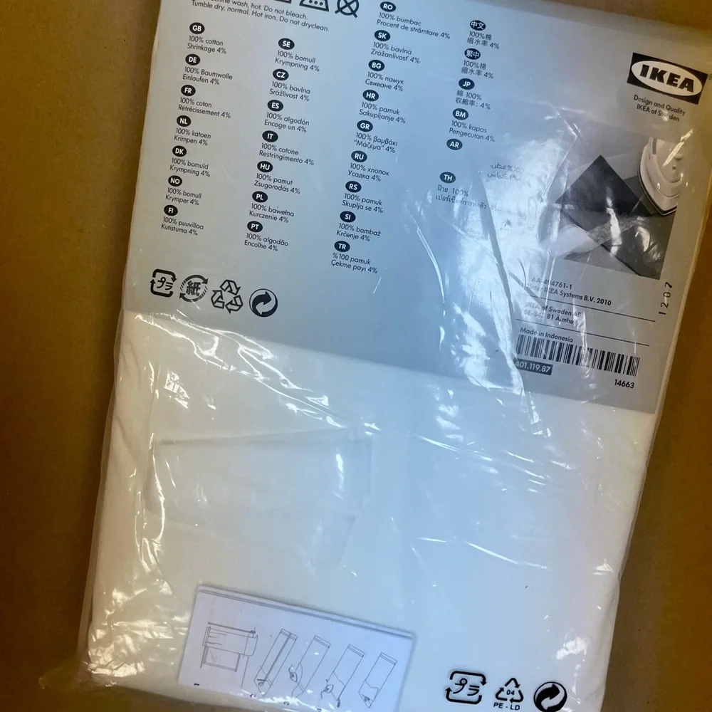 NWT IKEA Merete Curtains room darkening curtain pair 57”x98” off white cotton